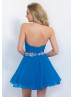 Princess Sweetheart Neck Pleated Chiffon Knee Length Cocktail Dress With Beaded Sash